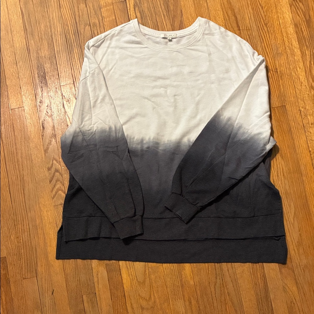 Z Supply Ombre Crewneck Sweater in White and Black
